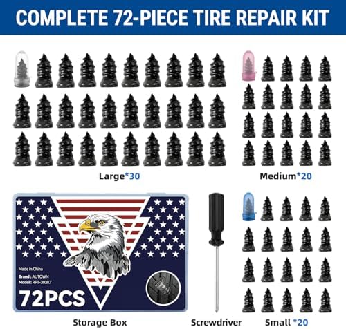AUTOWN 72PCS Tire Repair Rubber Nail Kit - Image 2