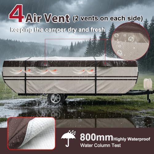 Pop Up Camper Cover, 9 Layers Waterproof 12-14ft RV Cover - Image 7