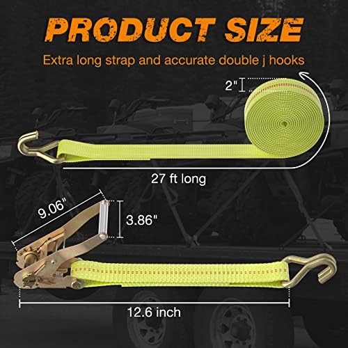 Ratchet Tie Down Strapa 2-Pack 2in x 27ft - Image 2