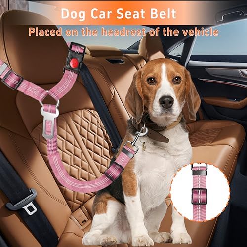 Seyezo Dog Car Seat Belt for Car, 2 Piece Set Retractable Dog Car Harness - Image 3