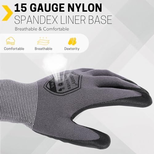 FURWEY Work Gloves, 16/32Pairs Nitrile, Seamless Nylon Knit - Image 4
