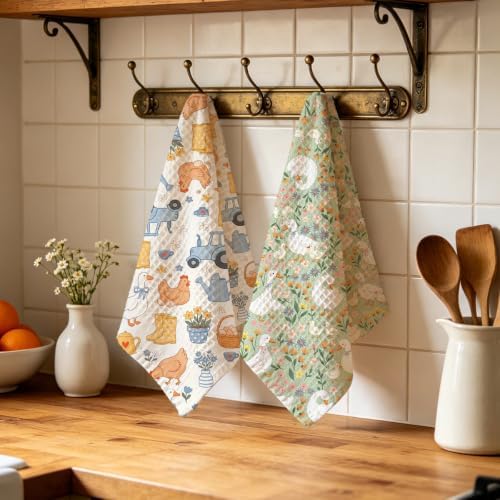 2 Pcs Cute Chicken Kitchen Towels, Goose Soft Absorbent Hand Tea Towel - Image 4
