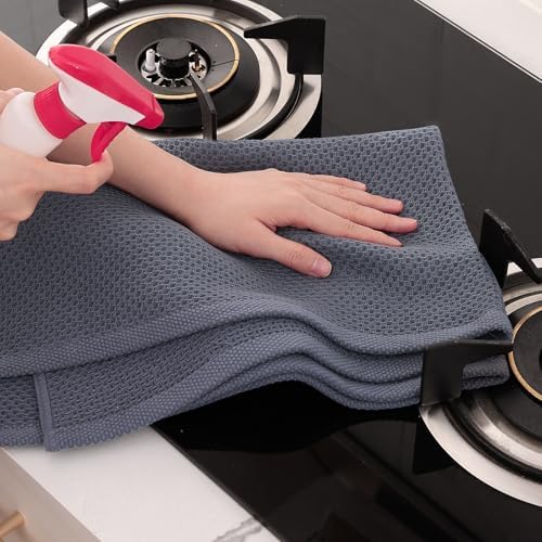 Homaxy 100% Cotton Oversized Waffle Weave Kitchen Towels 8-Pack, Dark Grey - Image 5