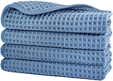 POLYTE 430 GSM Poly Blend Microfiber Waffle Wash Cloth Face Towel, 13x13 in by Polyte