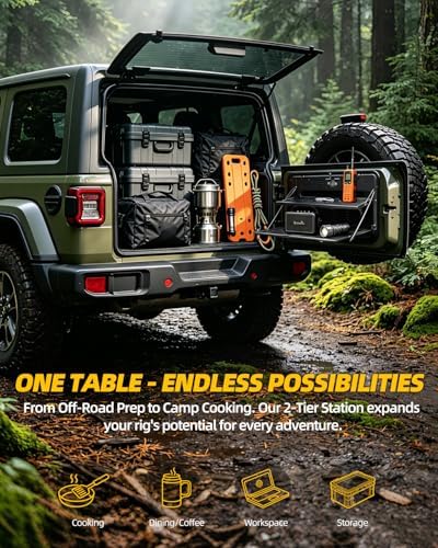 2-Tier Tailgate Table for Jeep Wrangler JK JL JKU JLU 2007-2026, Heavy-Duty - Image 3