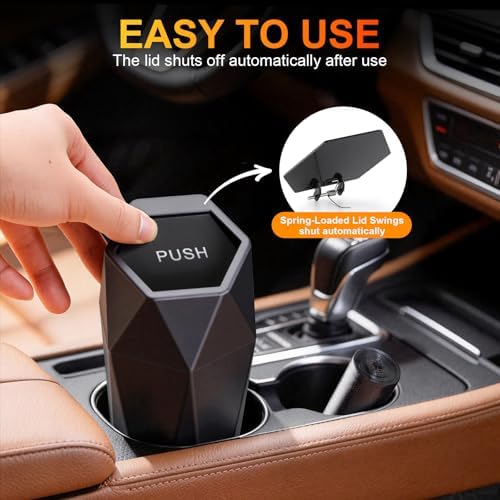 JUSTTOP Car Trash Can with Lid, Diamond Design Small Automatic Portable Trash - Image 3
