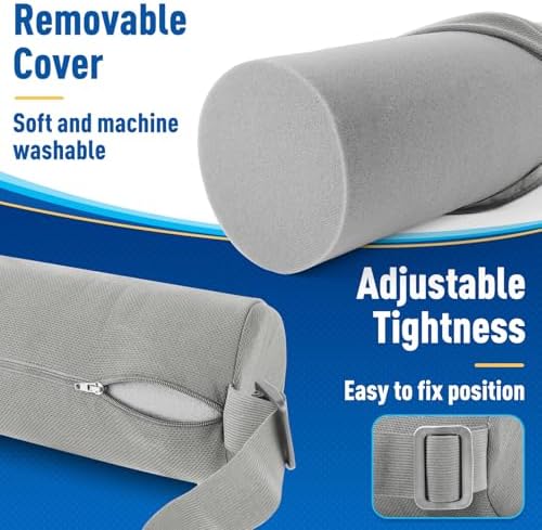 CushZone Memory Foam Lumbar Roll Support Pillow, Large Ligjt Gray - Image 4