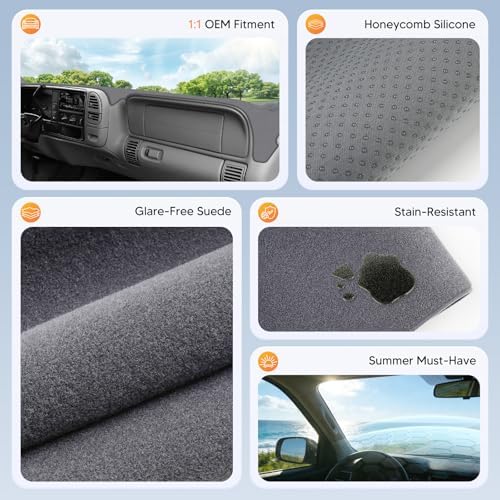 CARTIST Gray Dash Cover for 1997-2000 Chevy Chevrolet Silverado/GMC Sierra C/K - Image 6