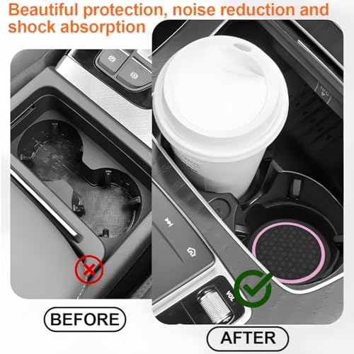 HZEL Car Cup Holder Coasters, Recessed Automotive Drink Mat Decoration - Image 4