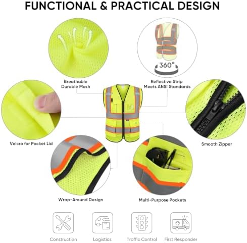 TICONN High Visibility Reflective Safety Vest - Image 2