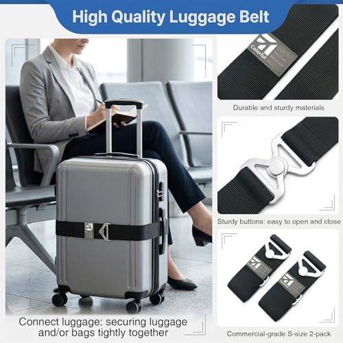 2 Pcs Luggage Straps for Suitcases, Adjustable Add Trolley Sleeve to Backpack - Image 3