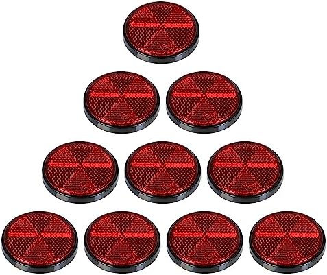 10 Pack 2.36inch Safety Reflectors Red Round Self-Adhesive Reflectors by FajerminArt