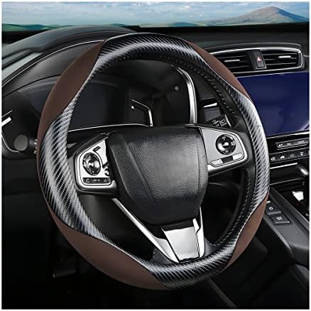 Moly Magnolia 15 Inch Car Steering Wheel Cover, Carbon Black/Coffee by Moly+Magnolia