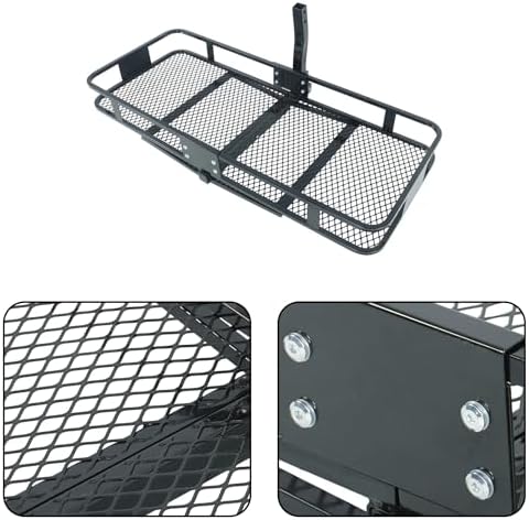60" x 24" x 6" Black Steel Folding Rear Luggage Rack Basket Hitch Mount Cargo - Image 5