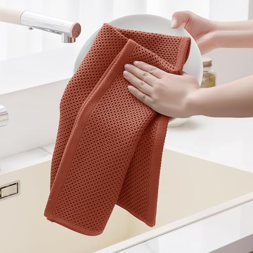 Homaxy 100% Cotton Oversized Waffle Weave Kitchen Towels 4-Pack - Image 4