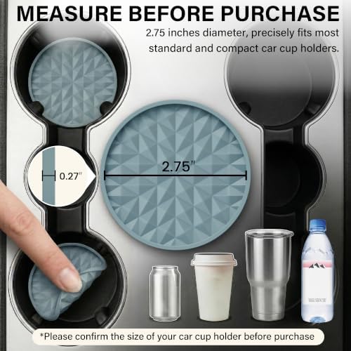 Silicone Car Coasters Set of 4, 2.75" Cup Holder Mats - Image 2