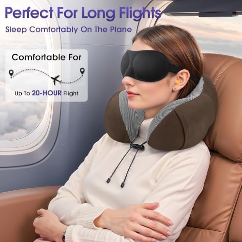CloudBliss Memory Foam Travel Neck Pillow Airplane, 2 Pack - Image 4