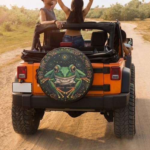 Delerain Spare Tire Cover Bohemian Mandala Frog Wheel Covers Sun Protection - Image 4