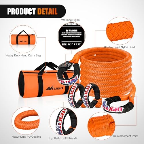 Nilight Kinetic Recovery Tow Rope Kit - Image 4