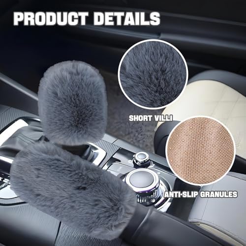 Hovom 2PCS Fluffy Car Gear Shift Knob Cover & Handbrake Cover - Image 3