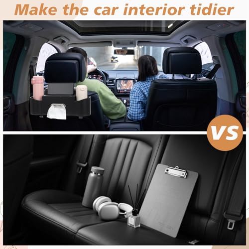 LemonRoad 2 Pack Car Seat Back Storage Box, Tissue 2 Cup Holders - Image 4