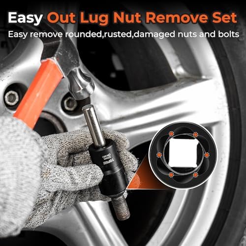 Locking Lug Nut Removal Tool, 6 Pieces Lug Nut Extractor Set 1/2 Inch Drive - Image 4