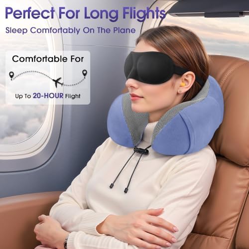 CloudBliss Travel Pillow for Airplanes, Memory Foam Neck Pillow Set - Image 4