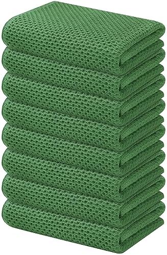 Kitinjoy 100% Cotton Waffle 8-Pack Kitchen Towels, Grass Green by Kitinjoy