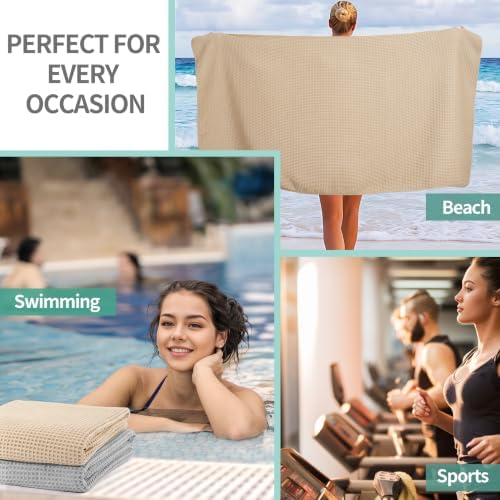 Microfiber Waffle Bath Towels, 4 Pieces, Fast Drying, Lint Free 430 GSM - Image 7