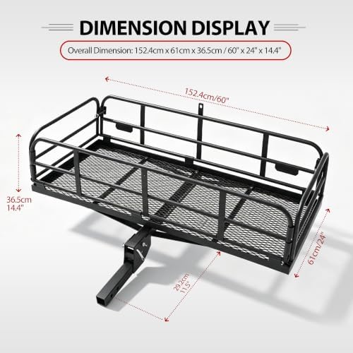 500 LBS Folding Hitch Cargo Carrier Basket 60" X 24" X 14.4" - Image 2