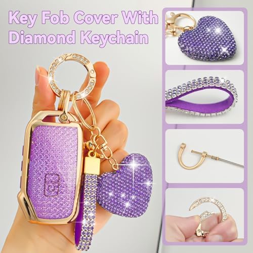 Key Fob Cover with Diamond, Compatible with Kia Cerato Ceed Forte NIRO Sorento - Image 3