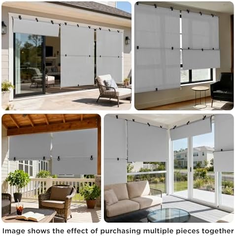 Outdoor Roller Shade 6'W x 13.5'H Cordless Shades Roll Up, Folding Exterior - Image 6
