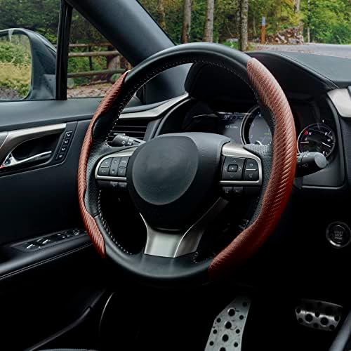 Amiss 2pcs Carbon Fiber Anti-Skid Steering Wheel Cover, Waterproof & Segmented - Image 6