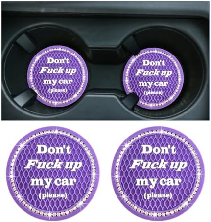 2 PCS Bling Car Cup Coaster, 2.75 Inch Anti-Slip Cup Holder Insert Coasters by Sylvil