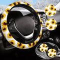 Yellow Sunflower Flower Steering Wheel Cover by Olemier