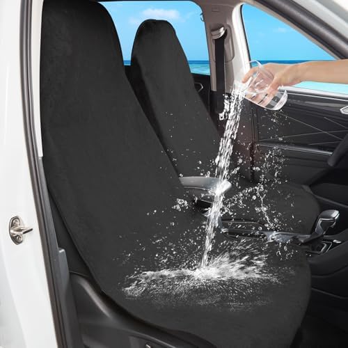 Waterproof Car Seat Cover Bench Black Full Size Universal Fits Car Sweat Towel - Image 5