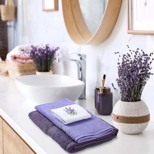 Peryiter 3 Pack Lavender Decorative Bath Towel Set - Image 4