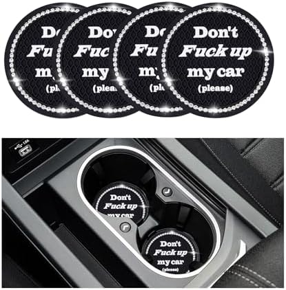 4 PCS Bling Car Cup Coaster, 2.75 Inch Anti-Slip Cup Holder Insert Coasters by Sylvil