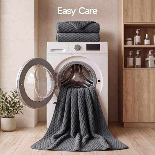 REDKISS Charcoal Gray Microfiber Bath Towels Lagre, 2 Pack - Image 7