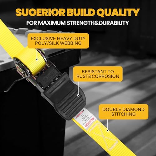 1" x 12' Heavy Duty Ratchet Straps - Image 3