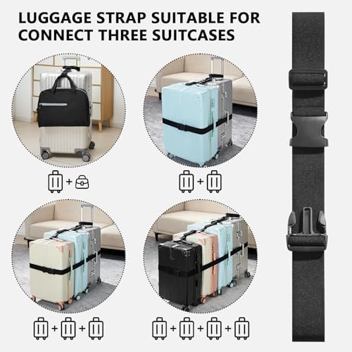 3 Packs Luggage Straps for Suitcases, 2 Connector Straps & Elastic Strap - Image 3