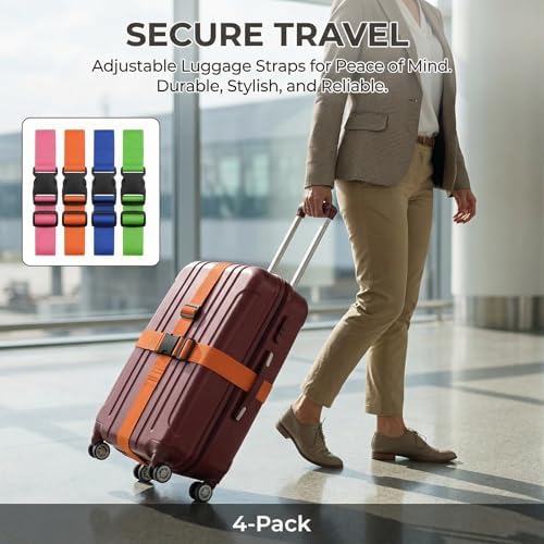 4 Pcs Luggage Straps for Suitcases TSA Approved, Suitcase Belts（4 color） - Image 3