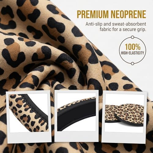 Cheetah Print Steering Wheel Cover Leopard 15 in + 2 car Coasters - Image 3