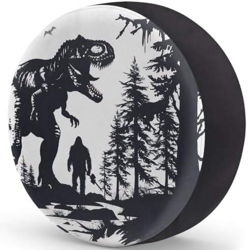 Black Dinosaur Spare Tire Cover Dust-Proof Wheel Protector - Image 2