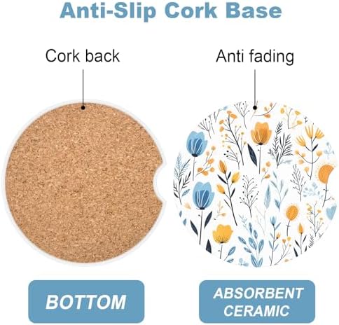 2 Pack Car Coaster, 2.63 inch Anti Slip Insert Absorbent Ceramic Coaster - Image 2