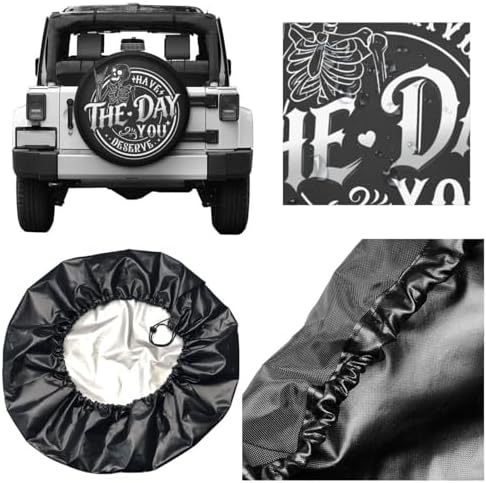 PVC Leather Spare Tire Covers for Trailers, Funny Have The Day You Deserve Rock - Image 5