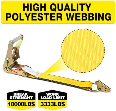 Car Tie Down Straps for Trailers-10, 000lbs Break Strength-2inx10ft Heavy Duty - Image 4