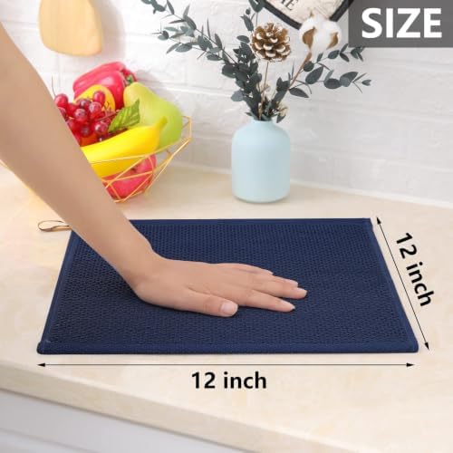 Homaxy 100% Cotton Waffle Weave Kitchen Dish Cloths 12-Pack, Dark Navy - Image 5