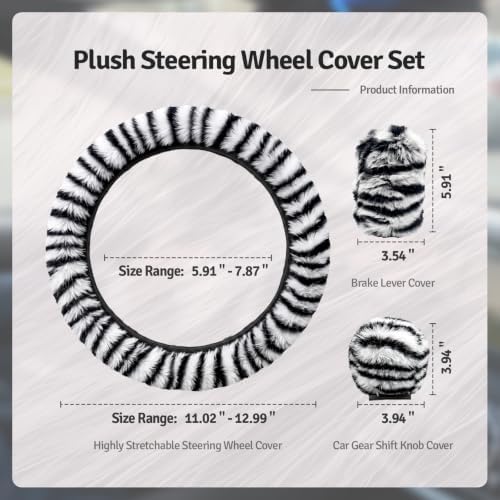 Fluffy Steering Wheel Cover 3PCS Set – Plush Fuzzy Fur Steering Wheel Cover - Image 2