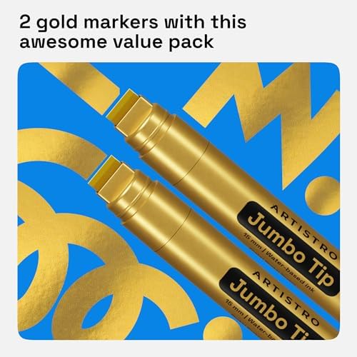 ARTISTRO Gold Acrylic Paint Markers - 15mm Jumbo-Tip - Set of 2 - Image 6